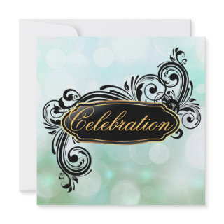 Jazzy Green Bokeh Birthday Invitations