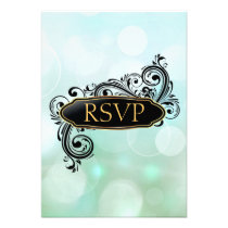 Jazzy Green Bokeh Rsvp Invitations
