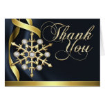 Jazzy Jeweled Snowflake Black Thank You Card