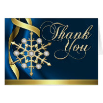 Jazzy Jeweled Snowflake Bllue Thank You Card