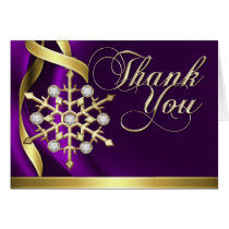Jazzy Jeweled Snowflake Plum Thank You Card