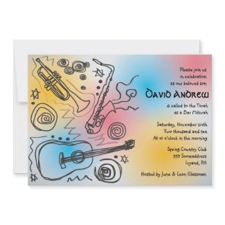 Jazzy Musical Bar Bat Mitzvah Invitation invitation