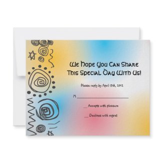 Jazzy Musical Bar Bat Mitzvah Invite reply card invitation