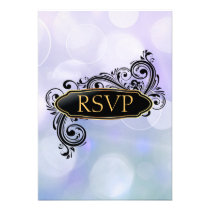 Jazzy Teal Bokeh Rsvp Invitations