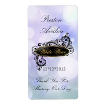 Jazzy Teal Bokeh Wedding Wine Label