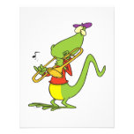 jazzy trombone playing lizard cartoon invite