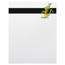 jazzy trombone playing lizard cartoon letterhead design