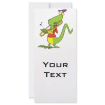 jazzy trombone playing lizard cartoon rack card template
