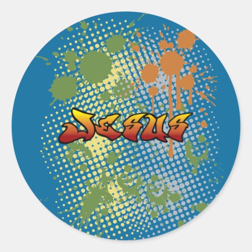 JC jesus christ cartoon orange by  chrisitanstores Stickers