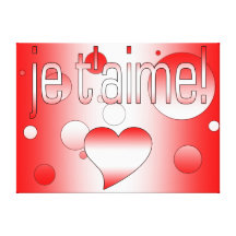 Je t'aime! Canada Flag Colors Pop Art Gallery Wrapped Canvas