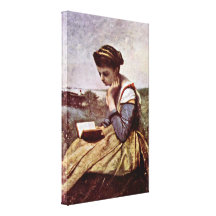 Jean-Baptiste-Camille Corot - Reading woman Canvas Prints