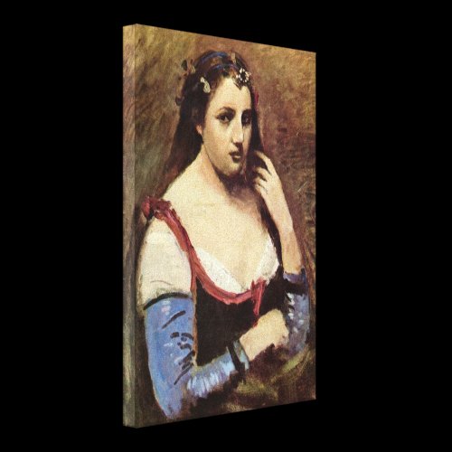 Jean-Baptiste-Camille Corot - Woman with daisies Stretched Canvas Prints