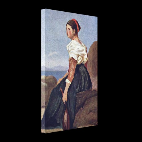 Jean-Baptiste-Camille Corot - Woman with Mandolin Gallery Wrapped Canvas