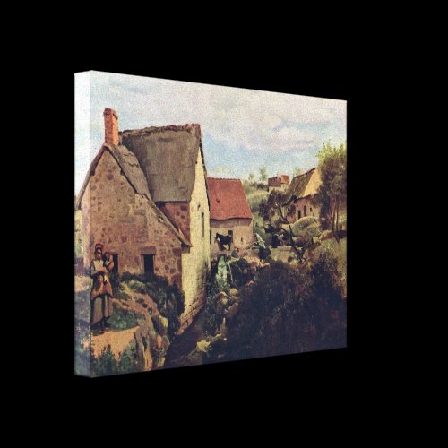 Jean-Baptiste Corot - Cabins on the creek bank Stretched Canvas Prints