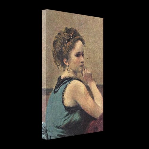 Jean-Baptiste Corot - Woman in Blue Detail Stretched Canvas Prints