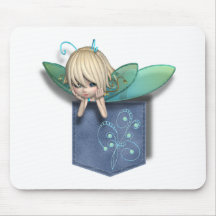 Jean Pocket Blue Green Fairy Mousepads