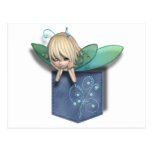Jean Pocket Blue Green Fairy Post Card