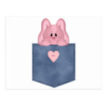Jean Pocket Pink Bunny Postcard