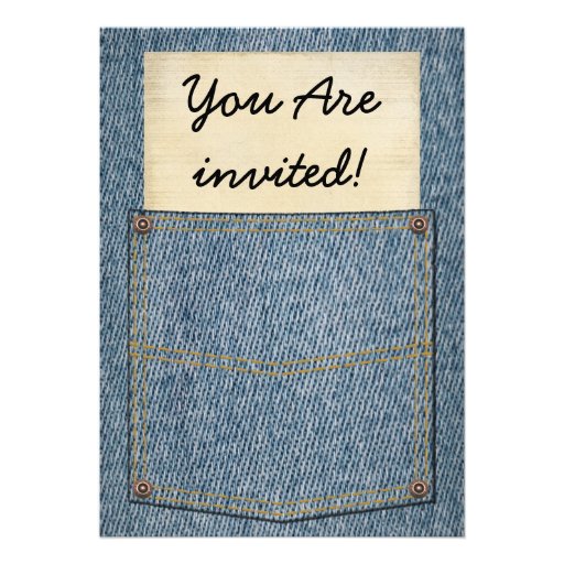 Jeans Pocket BBQ Invitations (front side)