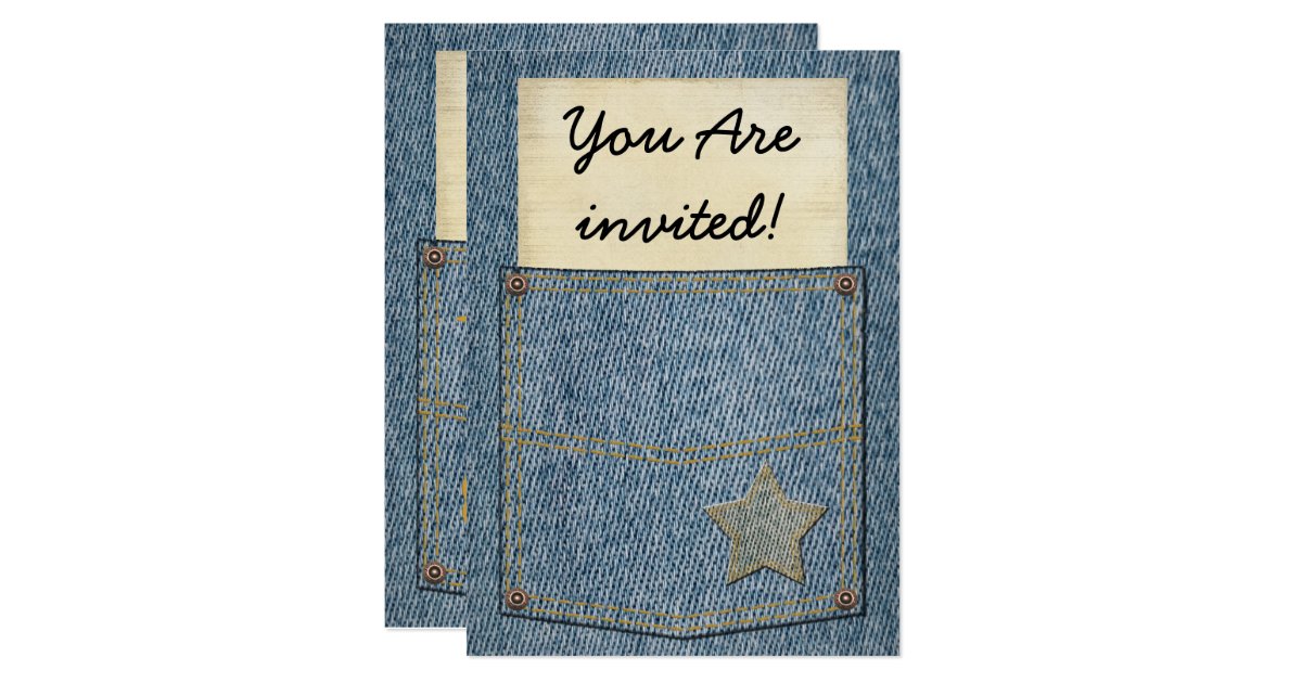 Jeans Pocket Party Invitations | Zazzle