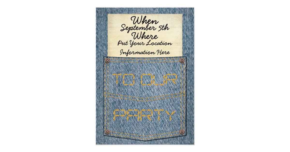 Jeans Pocket Party Invitations | Zazzle