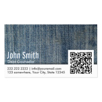 Jeans QR Code Debt Counselor Business Card