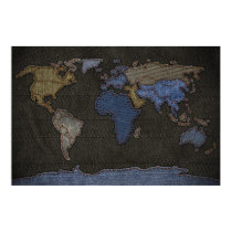 Jeans World Map (No labels) posters