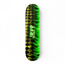 Jeff skateboard green fire and flames design