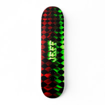 Jeff skateboard green fire and flames design