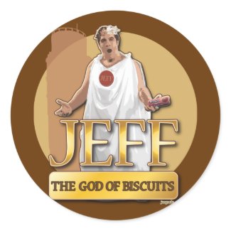 Jeff - The God of Biscuits sticker