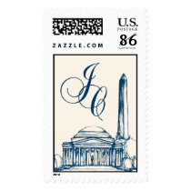 Jefferson Memorial and Washington Monument monogra stamps