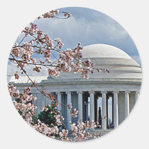 Jefferson Memorial - Cherry Blossoms Round Stickers