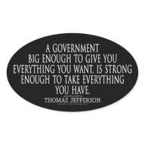 Jefferson Quote on Big Government stickers