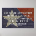 Jefferson Quote On Liberty and Tyranny posters