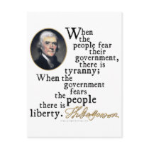 Jefferson Tyranny-Liberty Quote postcards by rightleaning Jefferson Tyranny-Liberty Quote postcards