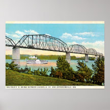 Jeffersonville, Indiana Bridge over Ohio 1920 Poster