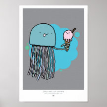 Jellyfish and ice cream A4 print