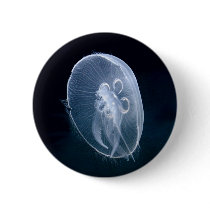Jellyfish Bright Blue Badge Name Tag Pinback Button