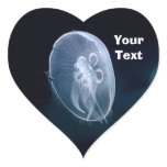 Jellyfish Bright Blue Name Tag Romantic Heart Sticker