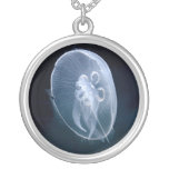 Jellyfish Bright Blue On Sterling Silver Necklace