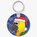 Jenday Conure Christmas Keychain by MenagerieMayhem Jenday Conure Christmas Keychain