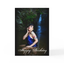 Jenn Martin (blue dress, waterfall) Birthday Card