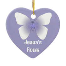 Jenna's Room, purple & white butterfly Christmas Tree Ornaments