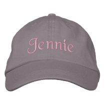Jennie Embroidered Baseball Cap Hat Pink Gray