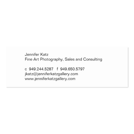 Jennifer Katz Skinny Business Card (back side)