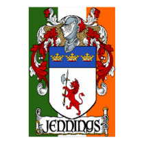 Jennings Coat of Arms Irish Flag Print by irishcountry Jennings Coat of Arms Irish Flag Print