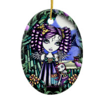jenny, cute, angel, ragdoll, gramaphone, flowers, fairy, kids, children, faery, fae, faerie, fantasy, art, big, eyed, myka, jelina, mika, angels, Ornament with custom graphic design