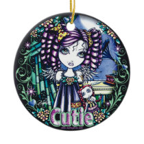 jenny, cute, angel, ragdoll, gramaphone, flowers, fairy, kids, children, faery, fae, faerie, fantasy, art, big, eyed, myka, jelina, mika, angels, Ornament with custom graphic design