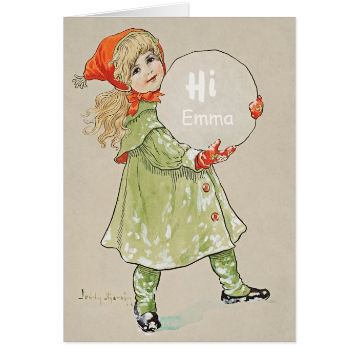 Jenny Nystr&#246;m Girl with snowball CC0090 Birthday Card