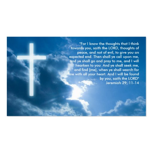 Jeremiah 29; 11-14 - Christian Business Card (front side)